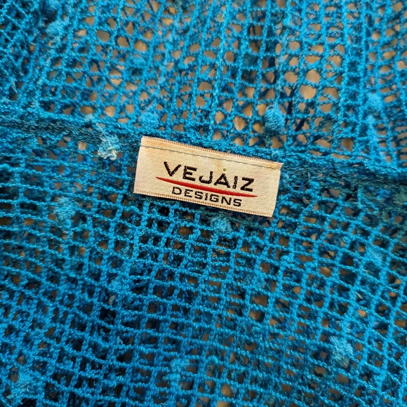 Vejaiz Designs teal sheer top size L - Picture 6 of 7